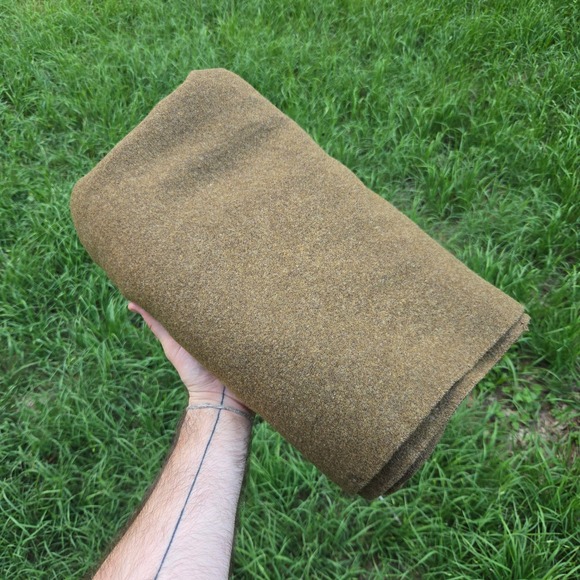 US Navy Other - VTG US Military M-1951 Wool Blanket Single Twin Olive Drab Vietnam Era 62x78 USA